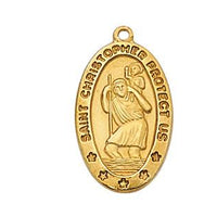 Gold over Sterling Silver St. Christopher (11/16") on 18 inch chain - Unique Catholic Gifts