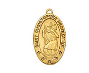 Gold over Sterling Silver St. Christopher (11/16") on 18 inch chain - Unique Catholic Gifts