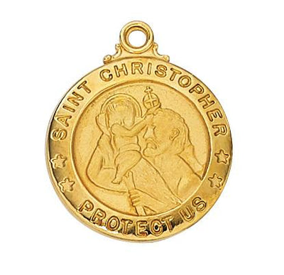 Gold over Sterling Silver St Christopher Medal.  (3/4