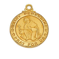 Gold over Silver St. Peregrine (3/4') on 20" chain. - Unique Catholic Gifts