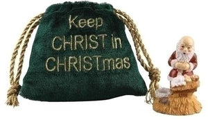 Kneeling Santa in a Gift Bag (2") - Unique Catholic Gifts