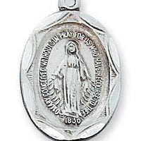Sterling Silver Miraculous Medal (3/4"x 1/2") on 18" chain - Unique Catholic Gifts