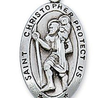 Sterling Silver St. Christopher Medal 1 1/8" on 24" Chain. - Unique Catholic Gifts
