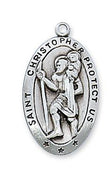 Sterling Silver St. Christopher Medal 1 1/8" on 24" Chain. - Unique Catholic Gifts