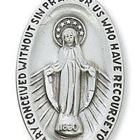 Sterling Silver Miraculous Medal (1 1/2" X 7/8") with 24" rhodium chain - Unique Catholic Gifts