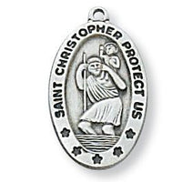 Sterling Silver St Christopher (3/4") on 18 inch chain - Unique Catholic Gifts