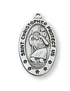 Sterling Silver St Christopher (3/4") on 18 inch chain - Unique Catholic Gifts