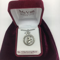Sterling  Silver St Christopher Medal. (15/16") on 20 inch Chain. - Unique Catholic Gifts
