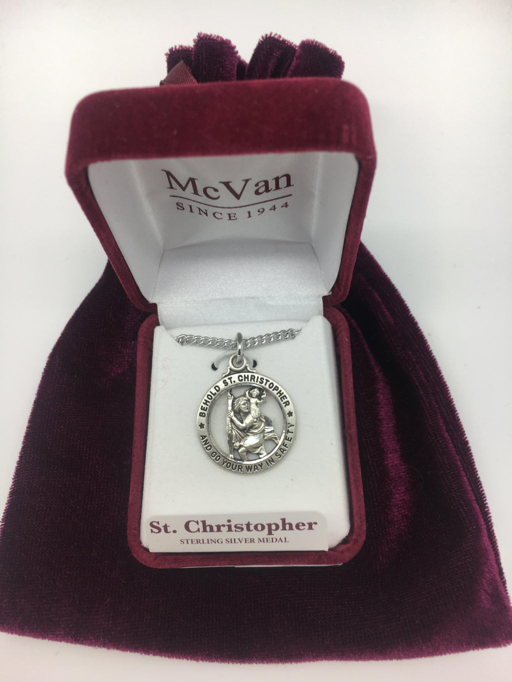 Sterling  Silver St Christopher Medal. (15/16") on 20 inch Chain. - Unique Catholic Gifts