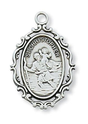 Sterling Silver St Christopher(1') on 18