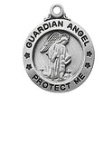 Sterling Silver Guardian Angel Medal 5/8" - Unique Catholic Gifts