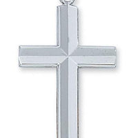 Sterling Silver Engraved Cross (1 3/16") on 24" chain - Unique Catholic Gifts