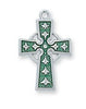Sterling Silver with Green Celtic Cross  (5/8") on 18" Rhodium Chain - Unique Catholic Gifts