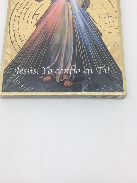 Placa de mosaico de lámina de oro de La Misericordia Divina. (4 x 6") - Unique Catholic Gifts