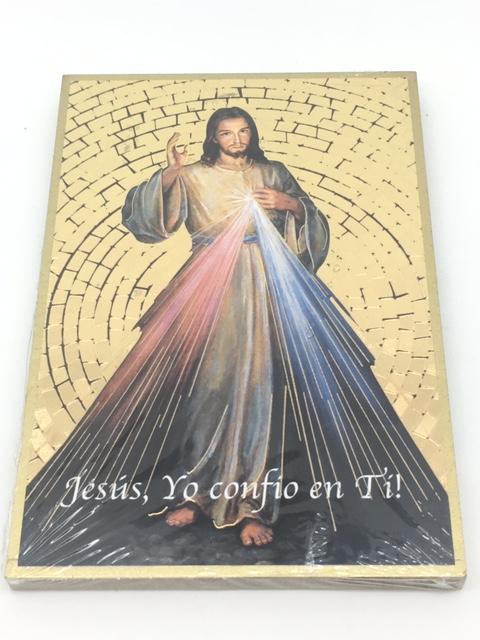 Placa de mosaico de lámina de oro de La Misericordia Divina. (4 x 6") - Unique Catholic Gifts