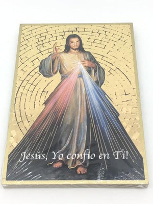 Placa de mosaico de lámina de oro de La Misericordia Divina. (4 x 6