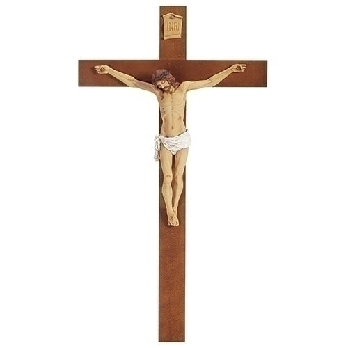 Large Woodtone Fontanini Wall Crucifix 40" - Unique Catholic Gifts