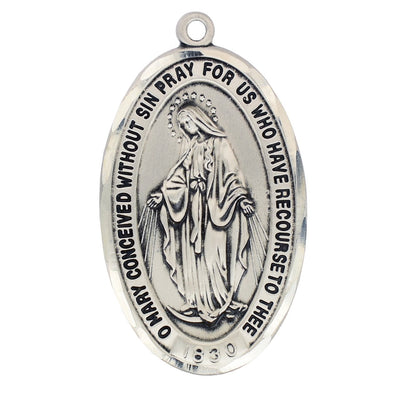 Silver Miraculous Medal 1 1/2
