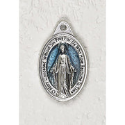 Light Blue Miraculous Oval Enameled Bracelet Medal Charm Small 3/8" - Unique Catholic Gifts