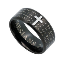 Logos Ring Black Saved by Grace - Unique Catholic Gifts