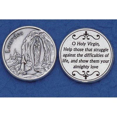 Our Lady of Lourdes  Italian Pocket Token Coin - Unique Catholic Gifts