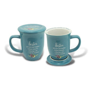 Sister Blue Floral Mug & Coaster Set - Unique Catholic Gifts