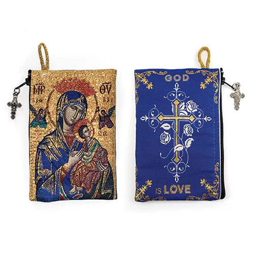 Mary Queen Of Heaven Woven Tapestry Rosary Pouch - Unique Catholic Gifts