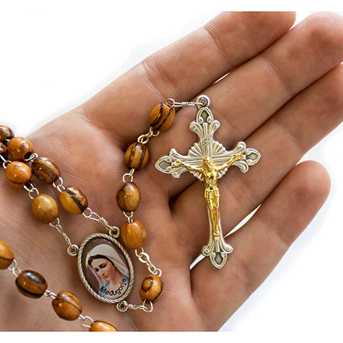 Our Lady of Medjugorje Olive Wood Rosary - Unique Catholic Gifts