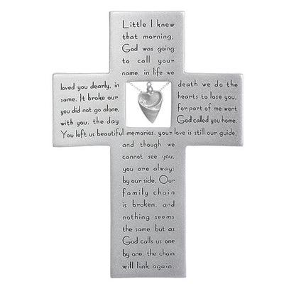 Memorial Cross with Heart Charm 7 1/4