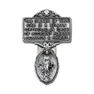 Miraculous Medal Call for a Priest Blue Enamel Auto Visor Clip - Unique Catholic Gifts