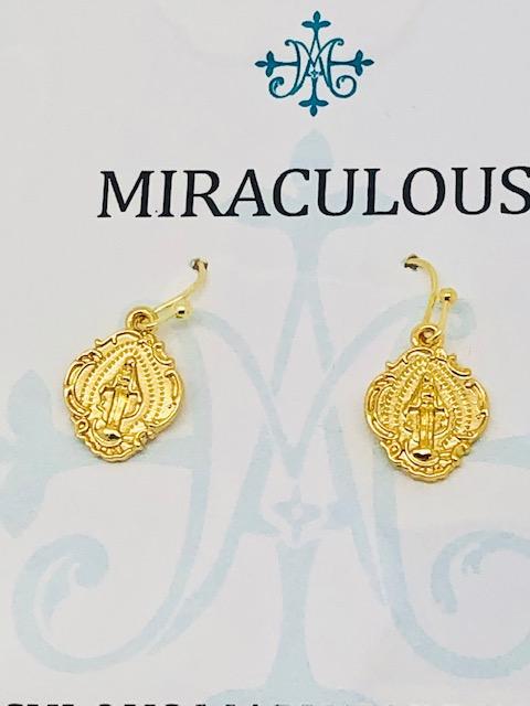 Gold Miraculous Mary Earrings - Unique Catholic Gifts