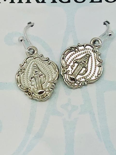 Silver Miraculous Mary Earrings - Unique Catholic Gifts