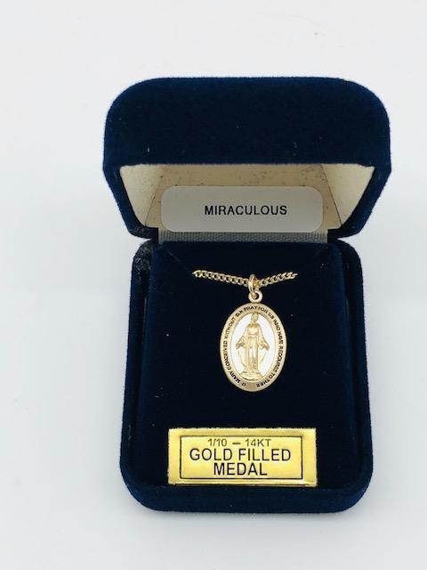 Gold Filled Miraculous Medal Pendant (3/8") with 18" chain - Unique Catholic Gifts