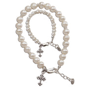 Mom and Me Bracelet Set - Baptism Gift with Cross Charms - Unique Catholic Gifts