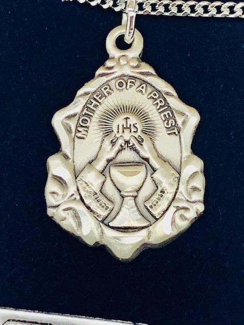 Mother Of Priest Sterling Silver Medal (5/8") with 18" chain - Unique Catholic Gifts