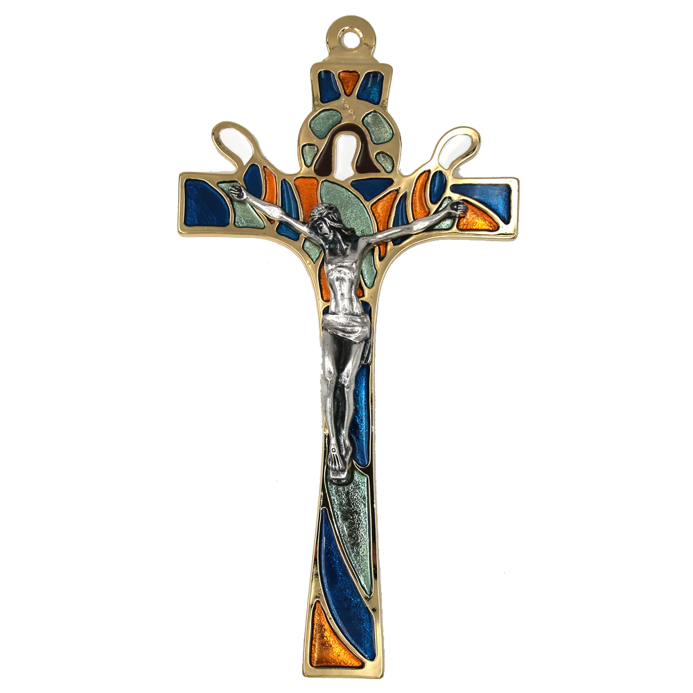 Multi Color God the father Cross Enamel 8" - Unique Catholic Gifts