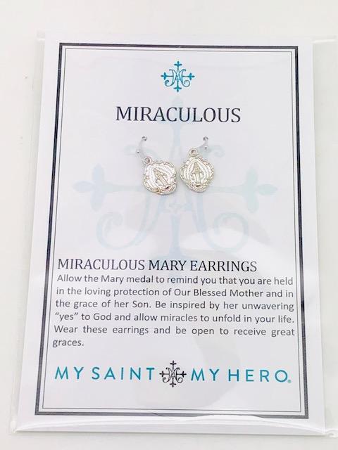 Silver Miraculous Mary Earrings - Unique Catholic Gifts