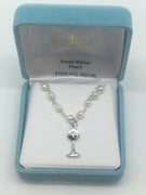 Pearl and Chalice Necklace (4mm) - Unique Catholic Gifts