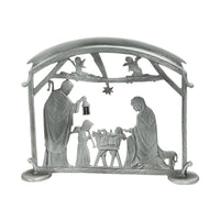 Silver Standing Holy Family Scene  5 5/8 in X 4 1/4 In - Unique Catholic Gifts