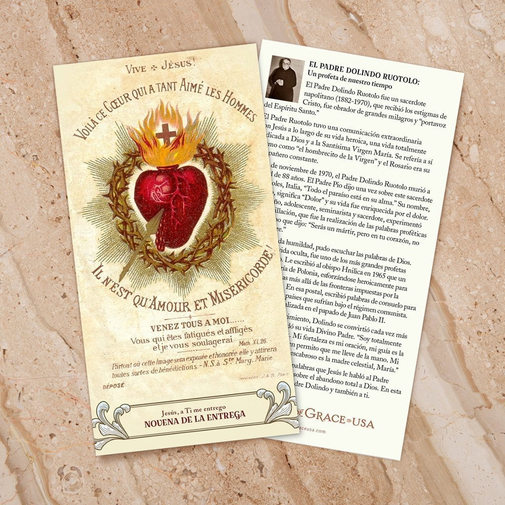 Novena de la Entrega – Tríptico de estampa(3" X 6") - Unique Catholic Gifts