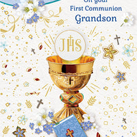 On Your First Communion Grandson Greeting Card - Unique Catholic Gifts