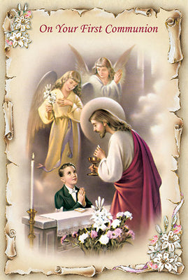 On Your First Communion Greeting Card- Boy - Unique Catholic Gifts