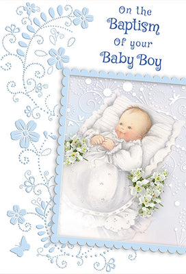 On the Baptism  of Your Baby Boy Greeting Card - Unique Catholic Gifts