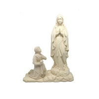 Our Lady of Lourdes with St. Bernadette Hand Carved Natural Wood Statue 5 1/2 " by Dolfi - Unique Catholic Gifts