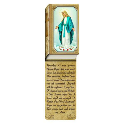 Our Lady of Grace Book Shaped Laminated Bookmark - Unique Catholic Gifts