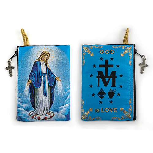Our Lady of Grace Woven Tapestry Rosary Pouch - Unique Catholic Gifts