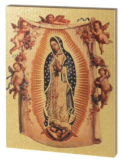 Our Lady of Guadalupe Gold Embossed Large Plaque 7-1/2" x 10" - Unique Catholic Gifts