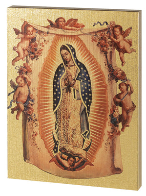 Our Lady of Guadalupe Gold Embossed Large Plaque 7-1/2