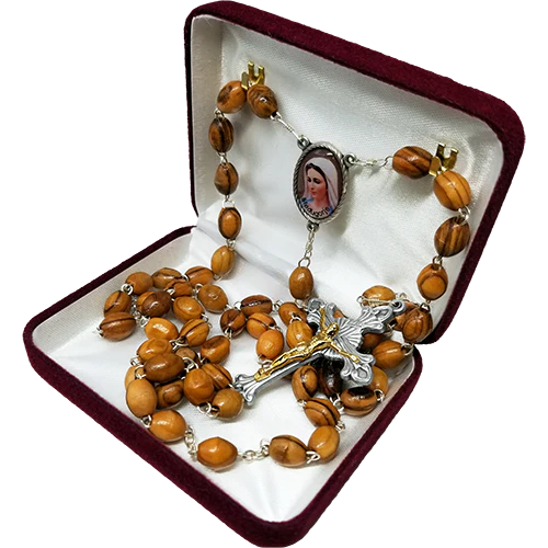 Our Lady of Medjugorje Olive Wood Rosary - Unique Catholic Gifts