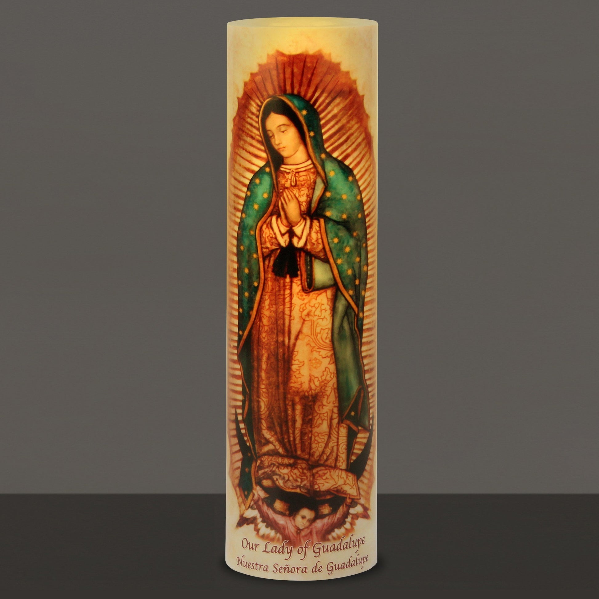Our Lady of Guadalupe LED Candle with Timer - Unique Catholic Gifts